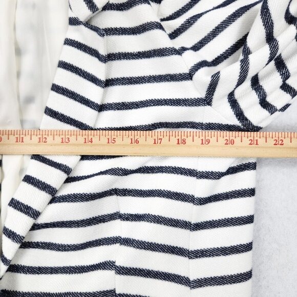 Ann Taylor LOFT Jacket Womens 14 White Navy Blue Striped Nautical Blazer Career - Picture 3 of 11